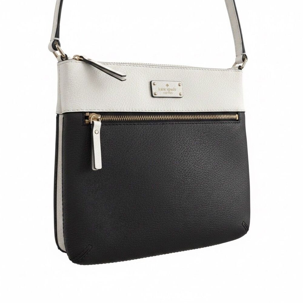 Kate Spade Grove Street Rima Crossbody Bag Black Cement Pebbled Leather